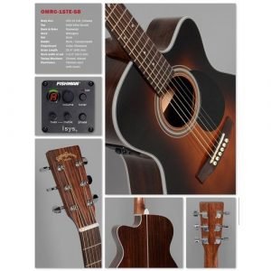 גיטרה אקוסטית מוגברת SIGMA OMRC-1STE-SB חיתוך`