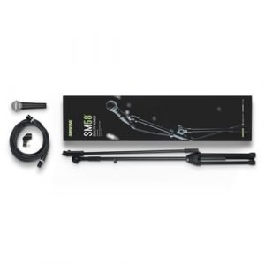 מיקרופון + סטנד ריצפתי + כבל SHURE SM58