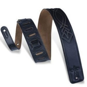רצועה לגיטרה מעור מעוטרת שחורה LEVY’S DM1SG-BLK