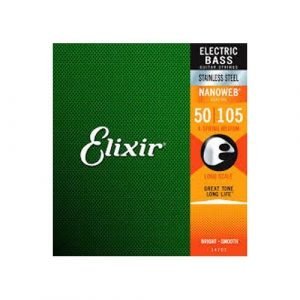 סט מיתרים לבס ELIXIR NANOWEB STAINLESS STEEL 0.50-105