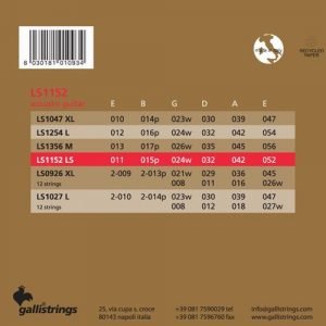 סט מיתרים 0.11 לגיטרה אקוסטית GALLI LS1152