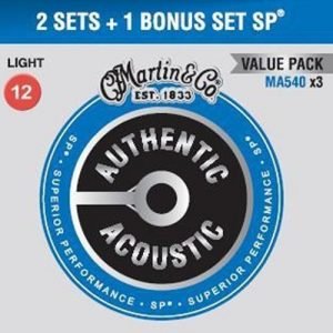 מארז 3 סטים 2+1 0.12 לאקוסטית MARTIN SP Phosphor Bronze AUTHENTIC MA540 משלמים עבור 2 סטים ומקבלים מארז של 3.