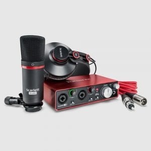 כרטיס קול + קונדנסר + אוזניות Focusrite Scarlett 2i2 Studio G3