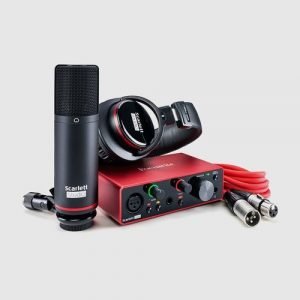 כרטיס קול + קונדנסר + אוזניות Focusrite Scarlett Solo Studio G3