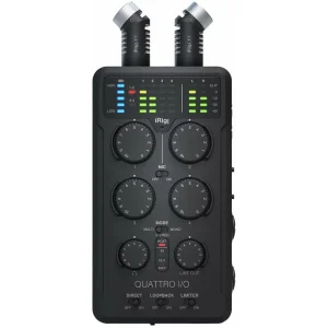 IK Multimedia iRig Pro Quattro I/O: כרטיס קול מקצועי נייד עם 4 כניסות ומיקרופונים חיצוניים למוזיקאים ויוצרי תוכן