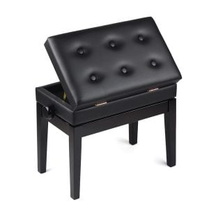 כיסא לפסנתר Walnut מבריק 32.5×55.5 מתכוונן גובה 50-59 עם תא לתווים HY-PJ007 HY MUSIC