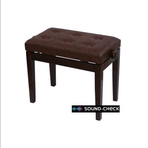 כיסא לפסנתר חום מבריק מבית Tokai – כוונון גובה, מושב עור עם כפתורים, עץ אורן איכותי | נוחות אופטימלית למוזיקאים