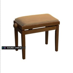 כיסא פסנתר פרימיום חום כהה מט עם כוונון גובה – נוחות וסטייל לנגנים, בד קורדרוי, מידות אידיאליות, כיסא פסנתר נוח