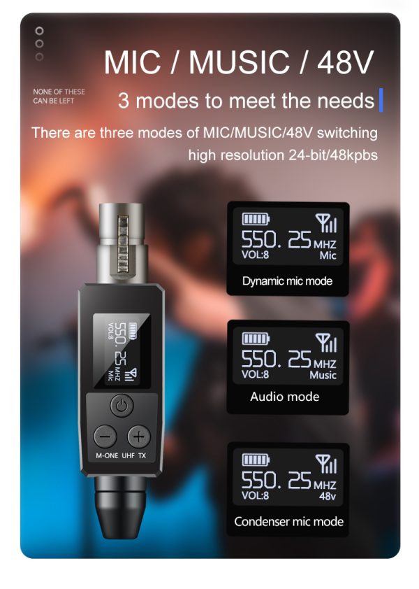 VK 38 UHF Wireless Microphone Converter XLR Transmitter And Receiver For Dynamic Microphone Guitar Receiver Transmission 3