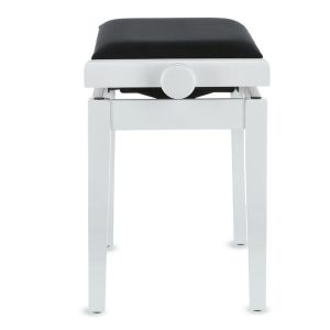 כיסא פסנתר שחור לבן BENCH DELUXE מבית GEWA – עיצוב יוקרתי בצבע לבן מט עם טופ שחור לנגינה מקצועית
