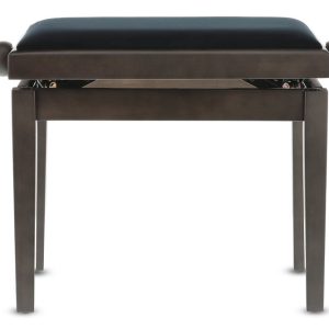 כסא לפסנתר מקצועי BENCH DELUXE מבית GEWA – איכותי, ארגונומי, בצבע וולנאט כהה עם מושב מרופד שחור