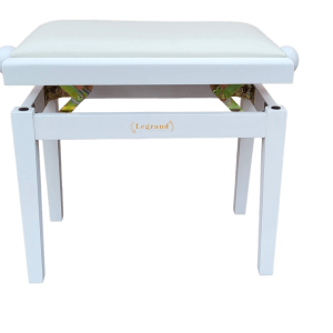 כיסא פסנתר עם מושב דמוי עור PB18 מבית Legrand – עיצוב יוקרתי בצבע לבן מט עם מושב דמוי עור לנוחות מושלמת