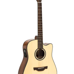גיטרה אקוסטית מוגברת מקצועית ABLE D600CE N עם Cutaway בצבע טבעי + תיק מרופד מבית CRAFTER – גיטרה חשמלית אקוסטית איכותית עם חיבור למגבר, צליל חם ונקי, מושלמת להופעות ונגינה מקצועית