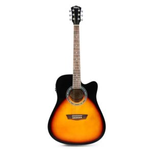 גיטרה אקוסטית עם חיבור למגבר WASHBURN WA-90CE עם Cutaway בצבע סאנברסט – סאונד עשיר ונגינה מקצועית