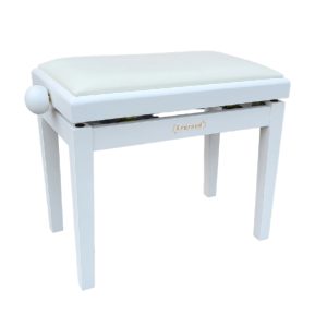 כיסא פסנתר עם מושב דמוי עור PB18 מבית Legrand – עיצוב יוקרתי בצבע לבן מט עם מושב דמוי עור לנוחות מושלמת