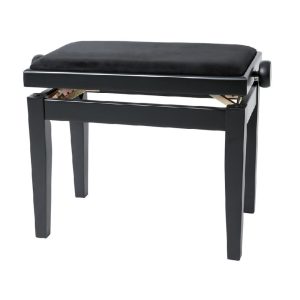 כיסא פסנתר עם מנגנון התאמה BENCH DELUXE מבית GEWA – עיצוב יוקרתי בצבע שחור מט לנגינה מקצועית ונוחה