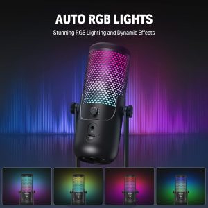 מיקרופון קונדנסר USB לגיימינג סטרימינג והקלטות NEOTRACK LX עם אורות RGB מבית DONNER – מיקרופון מקצועי לפודקאסטים, שידורי טוויץ’, זום ויצירת תוכן