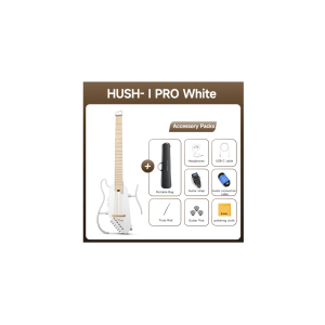 ערכת גיטרה שקטה אקוסטית-חשמלית HUSH I PRO בצבע לבן עם אפקטים מובנים לטיולים ונגינה שקטה מבית DONNER