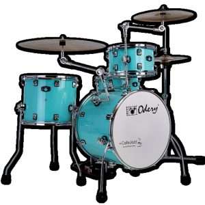 מערכת תופים 16 אינץ’ קומפקטית – סדרת CAFEJAZZ בצבע SURF GREEN מבית Odery Brazil | ערכת תופים אקוסטית מקצועית, קלה לנשיאה וללא אבזור, תופים איכותיים להופעות ולחדרי חזרות