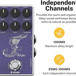 פדאל דילי אנלוגי White Tape Delay מבית DONNER – אפקט דיליי מקצועי עם סאונד חם ושליטה מדויקת לגיטריסטים