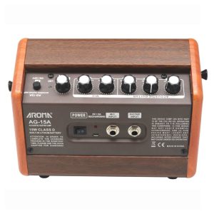 מגבר נייד נטען לגיטרה אקוסטית AG-15A מבית Aroma – קומפקטי, עם בלוטות׳, אפקטים מובנים וכניסת מיקרופון