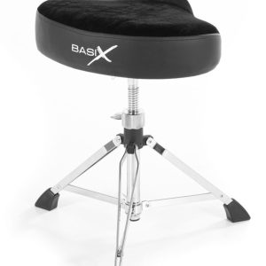 כיסא תופים מתכוונן DT-410 סדרת BASIX מבית GEWA – מושב אופנוע מרופד, יציבות ונוחות מקסימלית לנגינה מקצועית