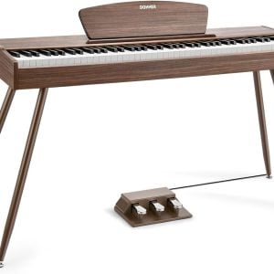 פסנתר חשמלי רטרו 88 קלידים שקולים Donner DDP-80 בצבע Walnut וולנט | פסנתר דיגיטלי בעיצוב וינטג’ עם סאונד איכותי, פדאלים ורמקולים מובנים
