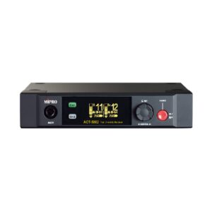 מקלט כפול 5.8GHz למיקרופונים אלחוטיים עם אנטנה פנימית מובנית – איכות קליטה גבוהה ויכולת סנכרון אוטומטי