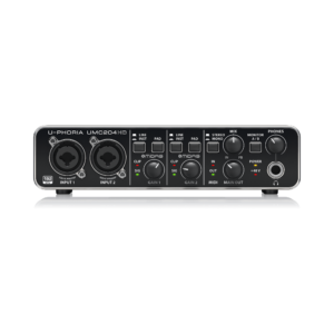 כרטיס קול Behringer UMC204HD עם 2 כניסות, 2 יציאות ו-MIDI – כרטיס קול USB 24bit/192 kHz עם קדם מגבר MIDAS ויציאות מאוזנות