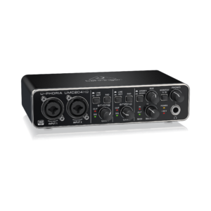 כרטיס קול Behringer UMC204HD עם 2 כניסות, 2 יציאות ו-MIDI – כרטיס קול USB 24bit/192 kHz עם קדם מגבר MIDAS ויציאות מאוזנות