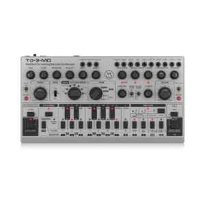 סינתיסייזר אנלוגי בס אנלוגי “Modded-Out” עם VCO ו-VCF, אוסילטור Sub-Harmonic, סיקוונסר 16 צעדים ואפקט Drive דגם TD-3-MO-SR מבית BEHRINGER
