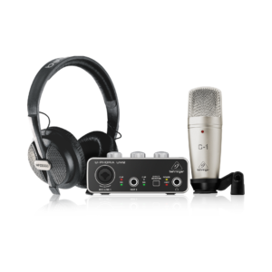ערכת הקלטה/פודקאסט מלאה BEHRINGER דגם U-PHORIA STUDIO – מיקרופון קונדנסר, אוזניות אולפן וממשק אודיו USB