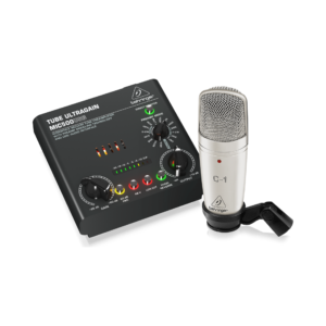 ערכת מיקרופון וקדם מגבר לשירה וכלי נגינה BEHRINGER VOICE STUDIO – כולל מיקרופון קונדנסר, קדם מגבר שפופרתי וממשק USB