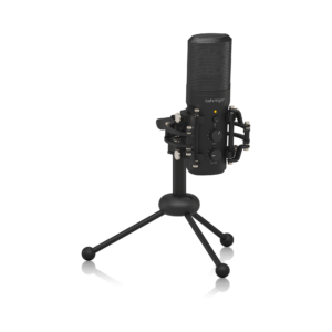 מיקרופון קונדנסר Cardioid USB BU200 עם מעמד שולחן, פופ פילטר ולחצן השתקה להקלטות פודקאסטים, סטרימינג ושיחות VoIP