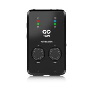 כרטיס קול נייד GO TWIN מבית TC Helicon – כרטיס קול USB עם MIDI, יציאות XLR ו-48V פנטום למוזיקאים