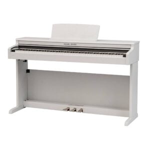 פסנתר רהיט לבן לסלון PEARL RIVER V03 PRO – 88 קלידים שקולים, שלישיית פדלים, Bluetooth ו-USB-MIDI