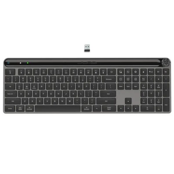JLab Epic Keyboard מקלדת אלחוטית רב־מכשירים – Bluetooth 5.2 ו-2.4GHz, מעבר בין 3 מכשירים, תאורה אחורית, 108 מקשים ניתנים לתכנות, סוללה נטענת 2000mAh