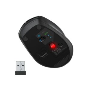 JLab GO Mouse עכבר נייד למחשב נייד רב מכשירים – Bluetooth 5.2 ו-USB, מעבר בין שלושה מכשירים, קליקים שקטים, DPI מתכוונן