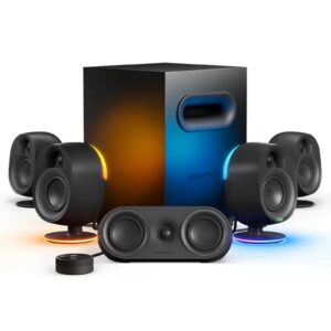 SteelSeries Arena 9 מערכת רמקולים לגיימינג 5.1 עם סאב-וופר, רמקולים אחוריים אלחוטיים ו-PrismSync RGB