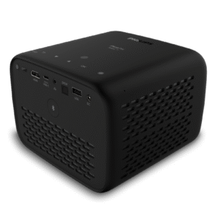 מקרן Full HD 1080P אלחוטי עד 120 אינץ’ עם סוללה ל-4 שעות, חיבור USB-C, טכנולוגיית Keystone ו-Android TV – PHILIPS PicoPix Max TV