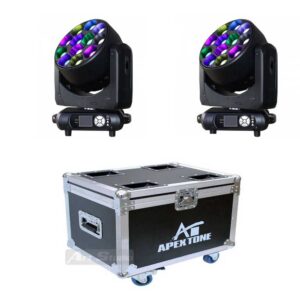 סט 2 סט זוג מובינג הד 12x40W עם זום + קייס קשיח לשתי יחידות 72×54×44 ס״מ – תאורת במה מקצועית ל-DJ ואירועים