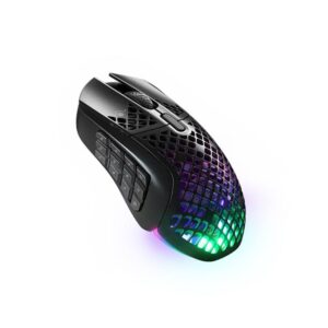 עכבר גיימינג אלחוטי SteelSeries Aerox 9 Wireless – MMO MOBA, 12 כפתורים, TrueMove Air 18,000 DPI, IP54, 89 גרם, סוללה עד 180 שעות, RGB PrismSync