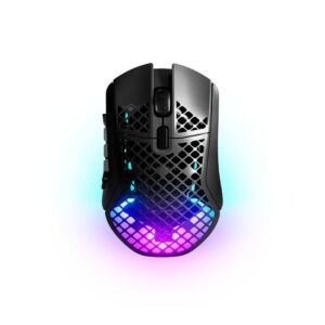 עכבר גיימינג אלחוטי SteelSeries Aerox 9 Wireless – MMO MOBA, 12 כפתורים, TrueMove Air 18,000 DPI, IP54, 89 גרם, סוללה עד 180 שעות, RGB PrismSync