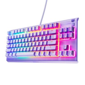 קומפקטיות שחוסכת מקום על השולחן SteelSeries Apex 3 TKL US – קומפקטית, עמידה במים, Anti-Ghosting, RGB LED 8 אזורים, מקשים שקטים