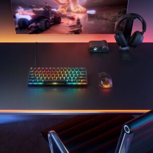 מקלדת גיימינג מכאנית חוטית SteelSeries Apex Pro Mini Gen 3 60% – מתגים מגנטיים OmniPoint 3.0 מתכווננים, Rapid Trigger, USB-C נתיק