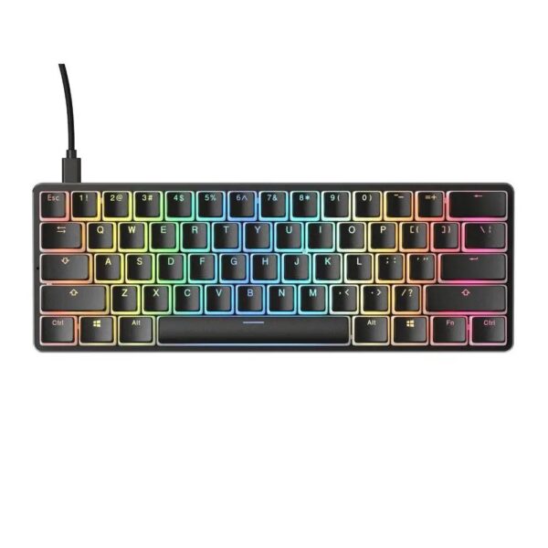 מקלדת מכנית Glorious GMMK Compact 60% שחור – מקשים ניתנים להחלפה, עיצוב מודולרי, ארגונומיה חכמה, מקלדת גיימינג מקצועית, עמידה לשעות משחק והקלדה.