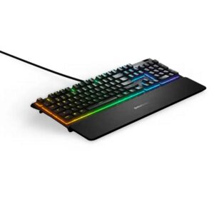 מקשי מולטימדיה ייעודיים SteelSeries Apex 3 US – עמידה במים IP32, RGB 10 אזורים, מקשים שקטים Whisper Quiet, Anti Ghosting ומשענת יד מגנטית