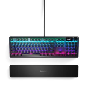 מקלדת גיימינג היברידית מכאנית SteelSeries Apex 5 US – היברידית מכאנית Hybrid Blue, RGB לכל מקש ותצוגת OLED