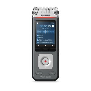 VoiceTracer PHILIPS DVT6115 – מקליט אודיו דיגיטלי 32GB עם סינון רעשים, הקלטה אוטומטית לטקסט, מיקרופונים סטריאופוניים, ותמיכה ב-Wi-Fi