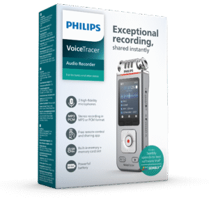 VoiceTracer PHILIPS DVT4110 – מקליט אודיו דיגיטלי עם שלושה מיקרופונים באיכות גבוהה, המרת דיבור לטקסט אוטומטית